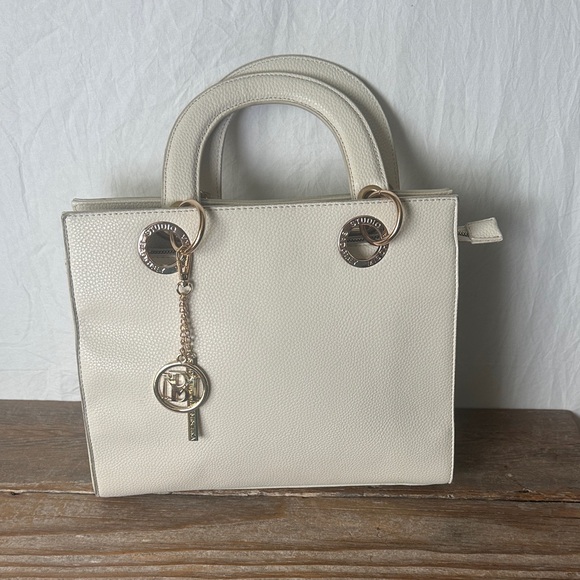 Badgley Mischka Handbags - Badgley Mischka Cream Tote with Gold Details